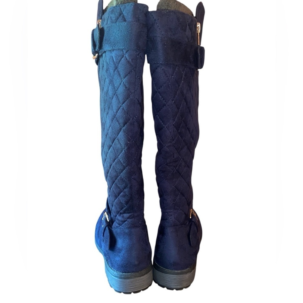 FOREVER Link Mango-23 Suede Knee High Side Zip Riding Boots Black/Gold SZ 7-1/2 - Picture 7 of 11